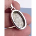 Pendentif argent Météorite Muoniolalusta oval - Pendentifs pierres naturelles