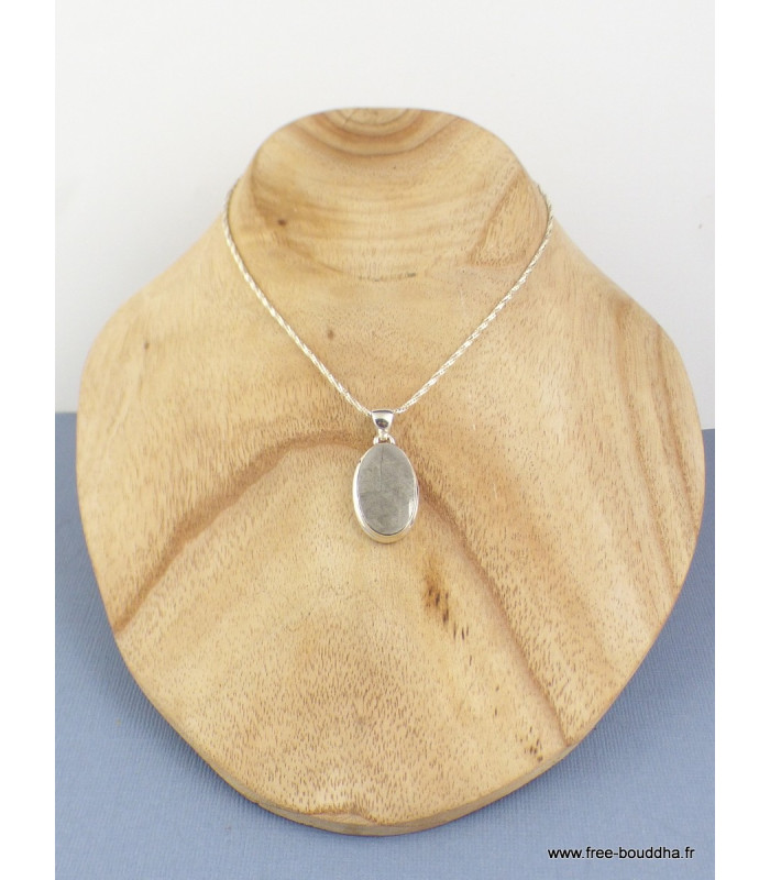 Pendentif argent Météorite Muoniolalusta oval Pendentifs pierres naturelles XV44