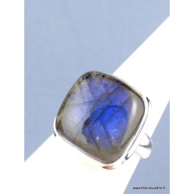 Bague Labradorite bleue carrée T 61 Bijoux en Labradorite XV54.1