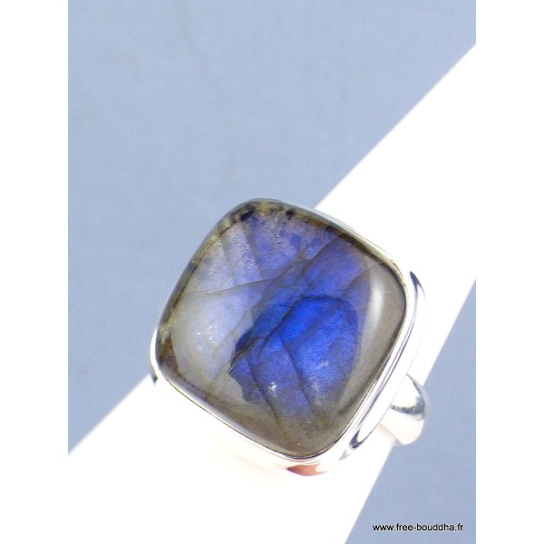 Bague Labradorite bleue carrée T 61 Bijoux en Labradorite XV54.1