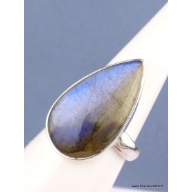 Bague Labradorite bleue goutte T 59 Bagues pierres naturelles XV54.5