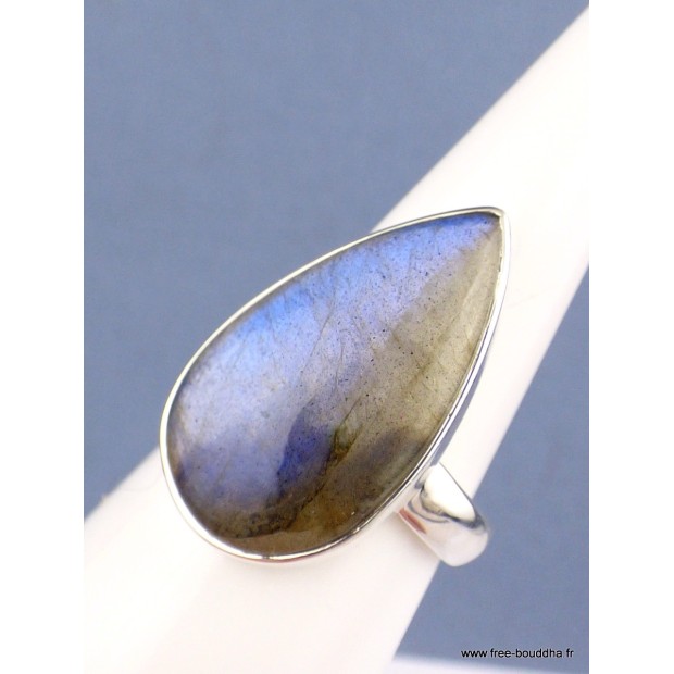 Bague Labradorite bleue goutte T 59 Bijoux en Labradorite Bleue XV54.5