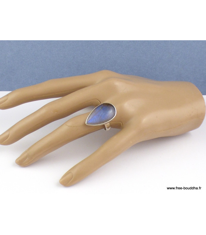 Bague Labradorite bleue goutte T 59 Bijoux en Labradorite Bleue XV54.5