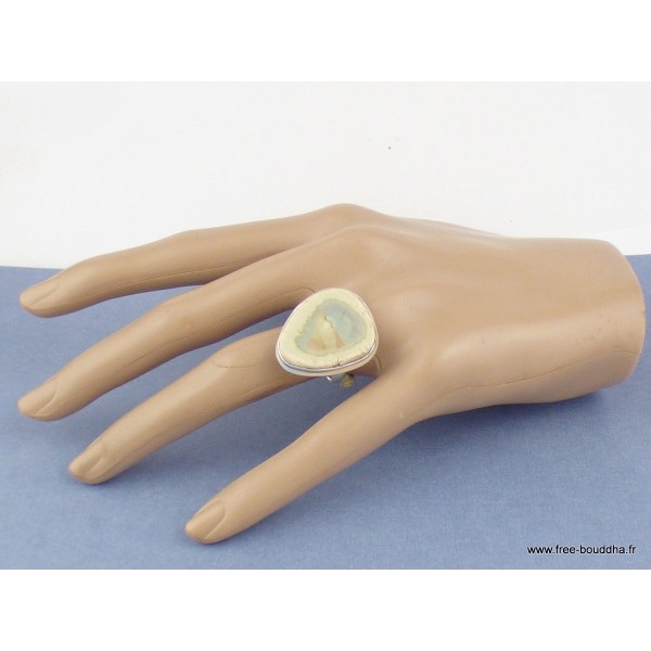 Bague Jaspe Impérial vert pâle Taille 56 Bijoux en Jaspe XV57.2