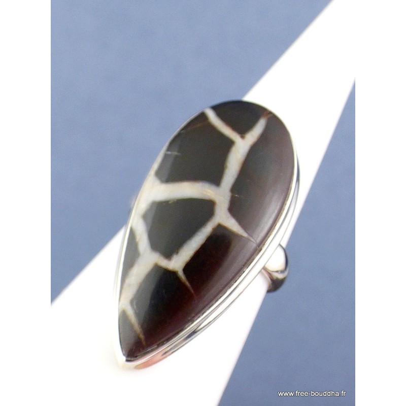 Bague goutte en Septarian noire Taille 58 Bijoux en Septarian XV58