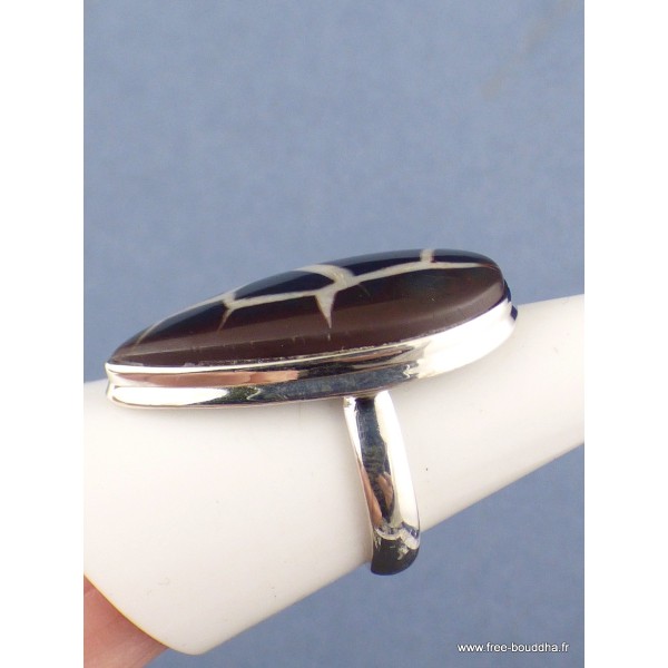 Bague goutte en Septarian noire Taille 58 Bijoux en Septaria XV58
