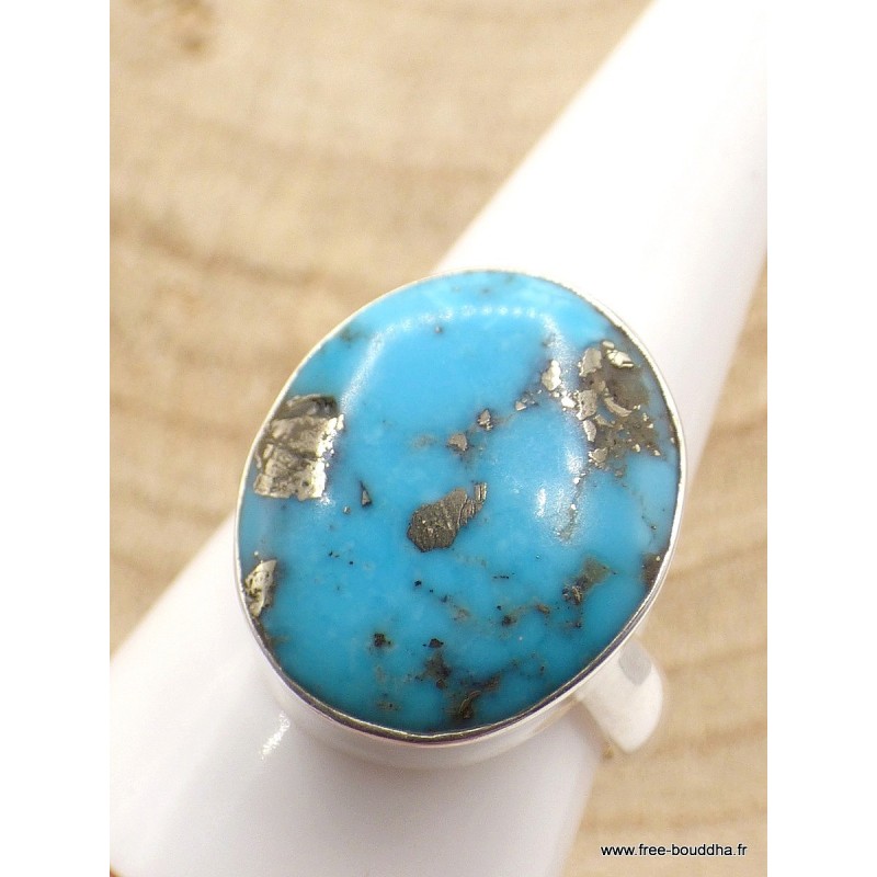 Bague Homme en Turquoise avec pyrite taille 65 Bagues pierres naturelles XV59.2