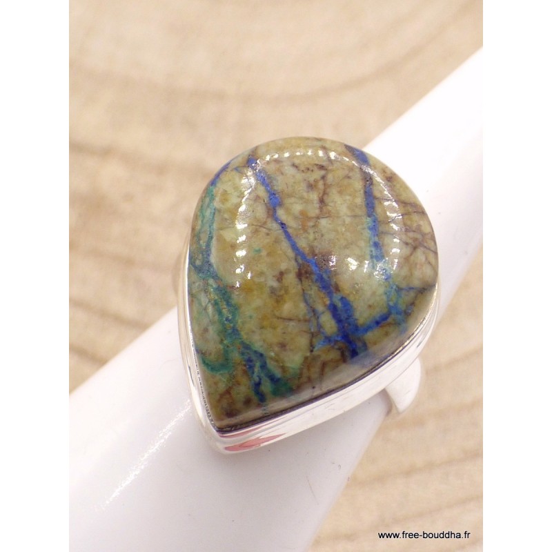 Bague en Azurite Boulder forme goutte Taille 55 Bijoux en Azurite XV61.1