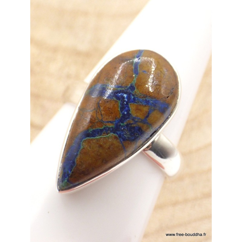 Bague Azurite Boulder forme goutte Taille 60 Bijoux en Azurite XV61.3