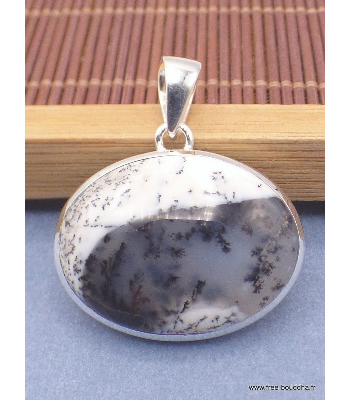 Pendentif argent Merlinite oval horizontal Pendentifs pierres naturelles PAC7.4