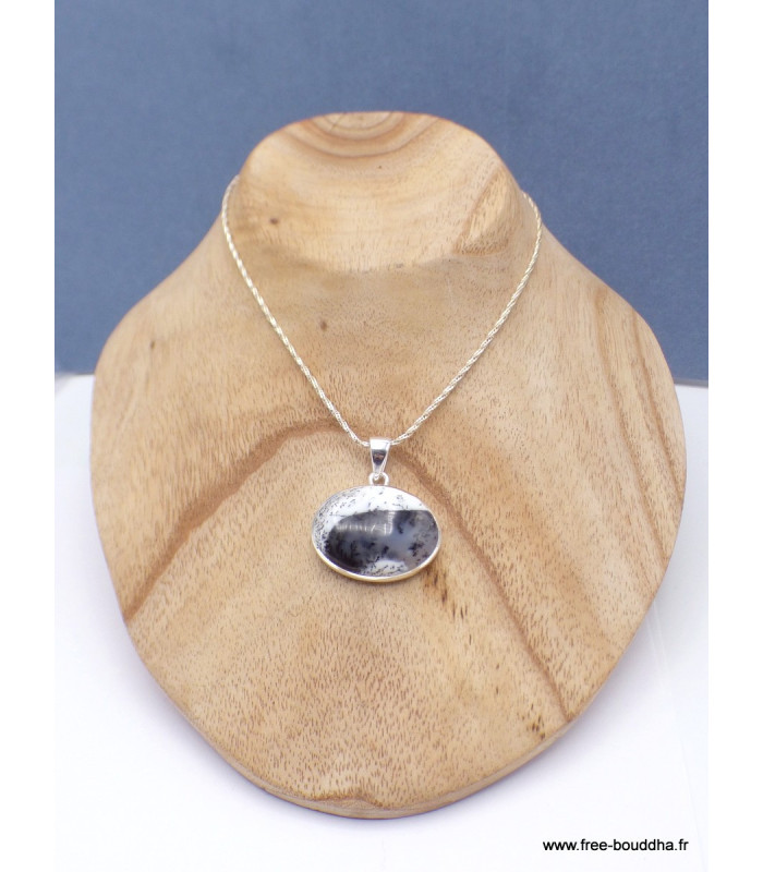 Pendentif argent Merlinite oval horizontal Pendentifs pierres naturelles PAC7.4