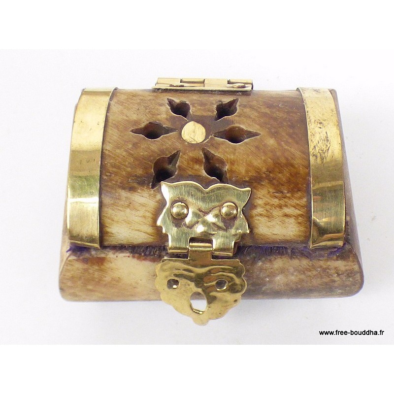 Mini boîte à bijoux en os de yack Boîte à Bijoux tibétaine BAT84