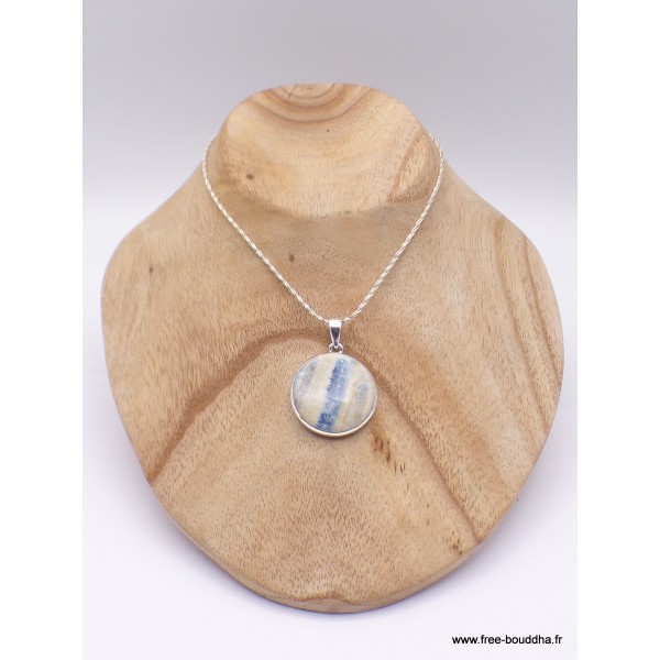 Pendentif rond en Scheelite bleue et jaune Pendentifs pierres naturelles PAC5.2