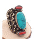 Grosse bague Tibétaine pierres fantaisie Bagues tibétaines bouddhistes GBT1