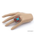 Grosse bague Tibétaine traditionnelle Turquoise corail T 58 et 59 Bagues tibétaines bouddhistes GBT2