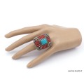 Grosse bague Tibétaine traditionnelle Turquoise corail T 58 et 59 Bagues tibétaines bouddhistes GBT2