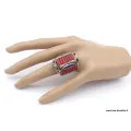 Grosse bague Tibétaine traditionnelle Corail Taille 61 - Bagues tibétaines bouddhistes