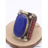 Grosse bague Tibétaine traditionnelle Imitation Lapis Lazuli Bagues tibétaines bouddhistes GBT4