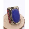 Grosse bague Tibétaine traditionnelle Imitation Lapis Lazuli Bagues tibétaines bouddhistes GBT4