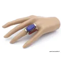 Grosse bague Tibétaine traditionnelle Imitation Lapis Lazuli - Bagues tibétaines bouddhistes
