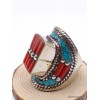 Grosse bague Tibétaine Turquoise Corail bâtonnets Bagues tibétaines bouddhistes GBT6