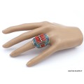 Grosse bague Tibétaine Turquoise Corail bâtonnets Bagues tibétaines bouddhistes GBT6