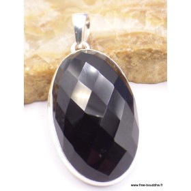 Pendentif oval en Onyx noir facetté Pendentifs pierres naturelles PAC3.2