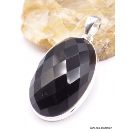 Pendentif oval en Onyx noir facetté Pendentifs pierres naturelles PAC3.2