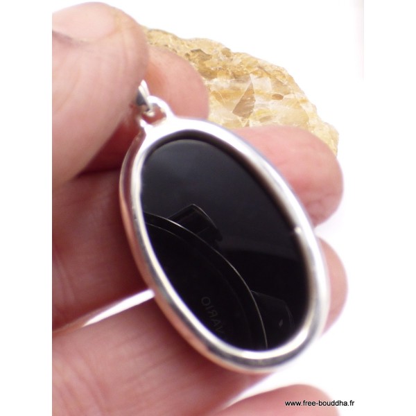 Pendentif oval en Onyx noir facetté Pendentifs pierres naturelles PAC3.2