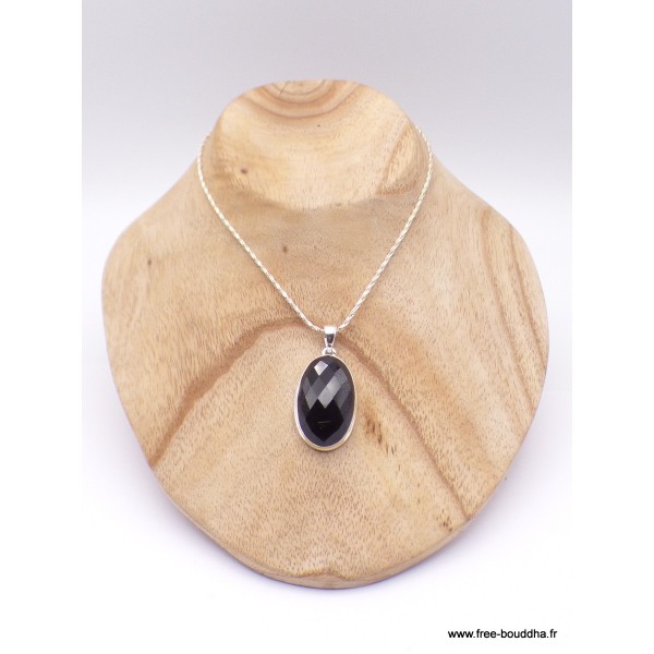 Pendentif oval en Onyx noir facetté Pendentifs pierres naturelles PAC3.2
