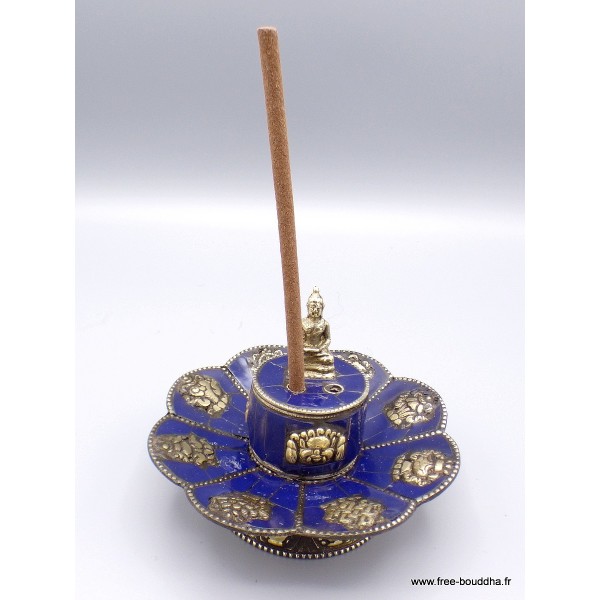 Porte encens tibétain serti de Lapis lazuli Encens tibétains, accessoires PETLAP