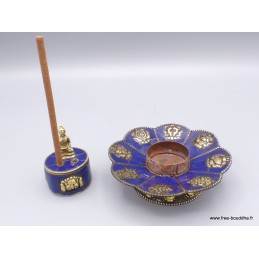 Porte encens tibétain serti de Lapis lazuli Brûleurs et porte-encens PETLAP
