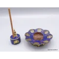 Porte encens tibétain serti de Lapis lazuli - Porte-encens tibétains