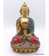Rare statue du Bouddha en laiton et pierres naturelles Statuettes Bouddhistes STABUD20