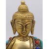 Rare statue du Bouddha en laiton et pierres naturelles Statuettes Bouddhistes STABUD20