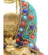 Rare statue du Bouddha en laiton et pierres naturelles Statuettes Bouddhistes STABUD20