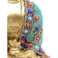 Rare statue du Bouddha en laiton et pierres naturelles Statuettes Bouddhistes STABUD20