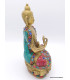 Rare statue du Bouddha en laiton et pierres naturelles Statuettes Bouddhistes STABUD20
