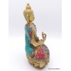 Rare statue du Bouddha en laiton et pierres naturelles Statuettes Bouddhistes STABUD20