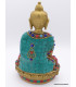 Rare statue du Bouddha en laiton et pierres naturelles Statuettes Bouddhistes STABUD20