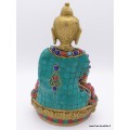 Rare statue du Bouddha en laiton et pierres naturelles Statuettes Bouddhistes STABUD20