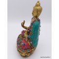 Rare statue du Bouddha en laiton et pierres naturelles Statuettes Bouddhistes STABUD20
