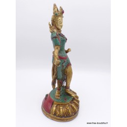 Rare statue Tara en laiton et turquoise 30 cm Statuettes Bouddhistes STATARA20