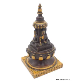 Statuette bouddhiste Stupa tibétain de temple en résine patine antique - Statuettes bouddhistes tibétaines artisanales