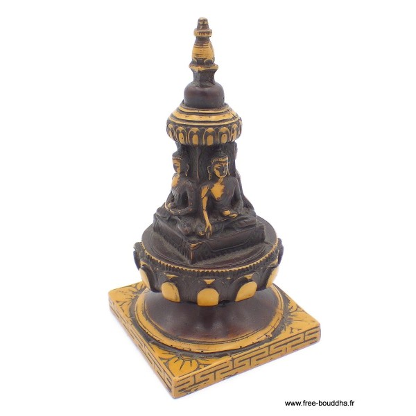 Stupa tibétain de temple en résine patine antique Objets rituels bouddhistes STUPAN6