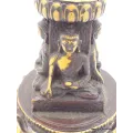 Statuette bouddhiste Stupa tibétain de temple en résine patine antique - Statuettes bouddhistes tibétaines artisanales