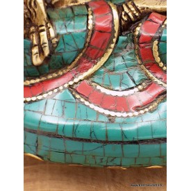 Statue Tara Blanche en laiton et pierres naturelles 15 cm Statuettes Bouddhistes 6048