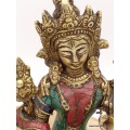 Statue Tara Blanche en laiton et pierres naturelles 15 cm Statuettes Bouddhistes 6048