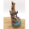 Statue Tara Blanche en laiton et pierres naturelles 15 cm Statuettes Bouddhistes 6048