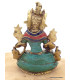 Statue Tara Blanche en laiton et pierres naturelles 15 cm Statuettes Bouddhistes 6048